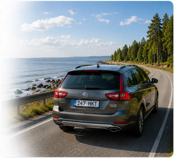 SUV rental car on an Estonian coastal road